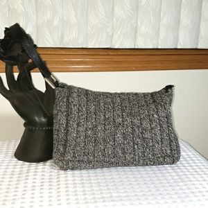 Vintage INDEED Cable Knit Shoulder Bag Charcoal Gray/Black